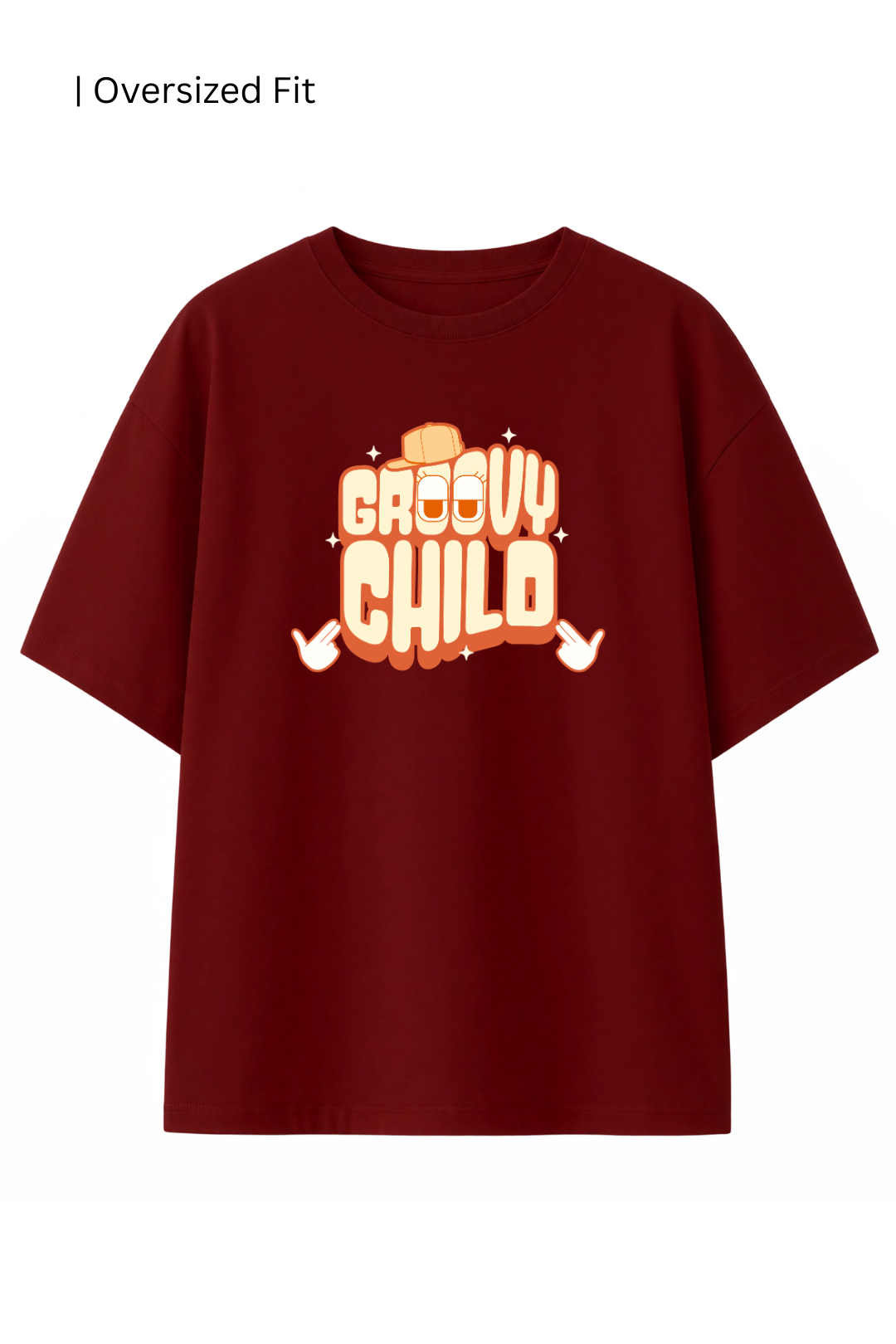 Cotton Oversized Tshirt - Maroon - GROOVY CHILD