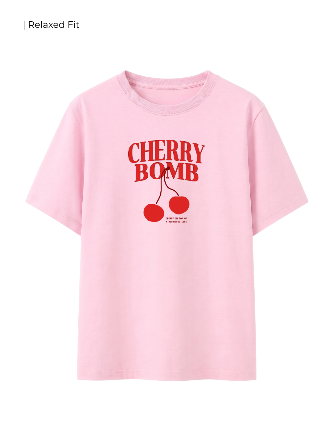 Cotton Relaxed fit Tshirt - Baby pink - Cherry bomb