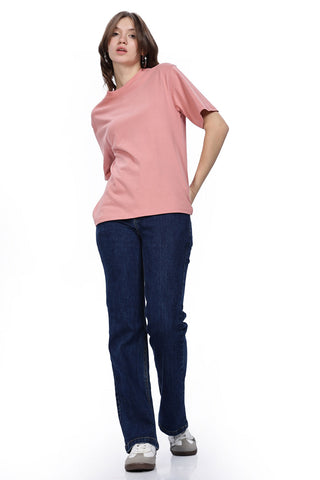 Cotton oversized Tshirt coral peach - focus on the good