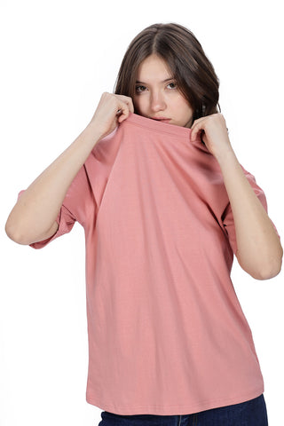 Cotton oversized Tshirt coral peach - focus on the good