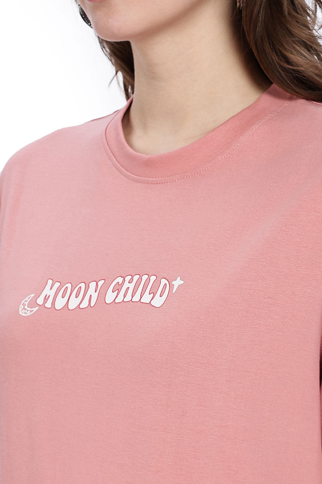 Cotton oversized Tshirt Coral pink - Moon child