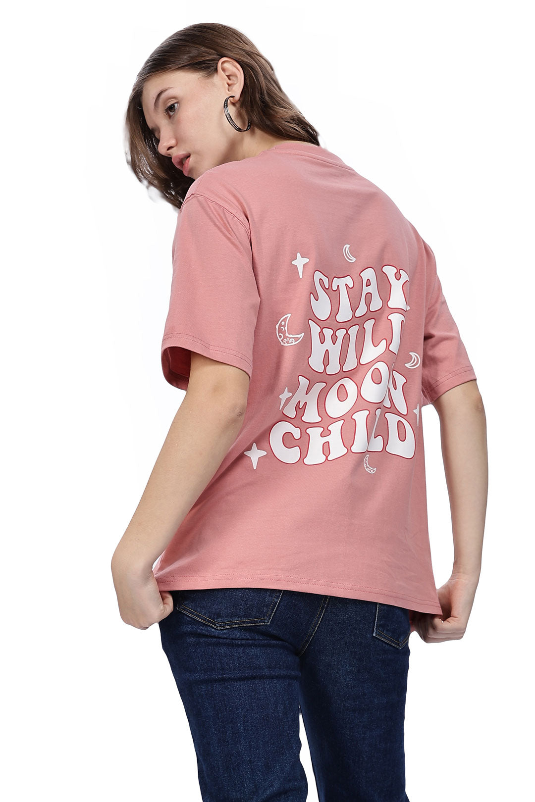 Cotton oversized Tshirt Coral pink - Moon child