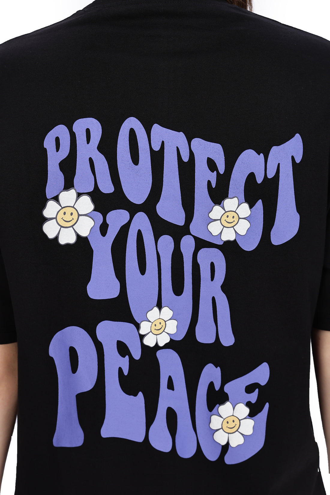 Cotton oversized Tshirt Jet Black - Protect your peace