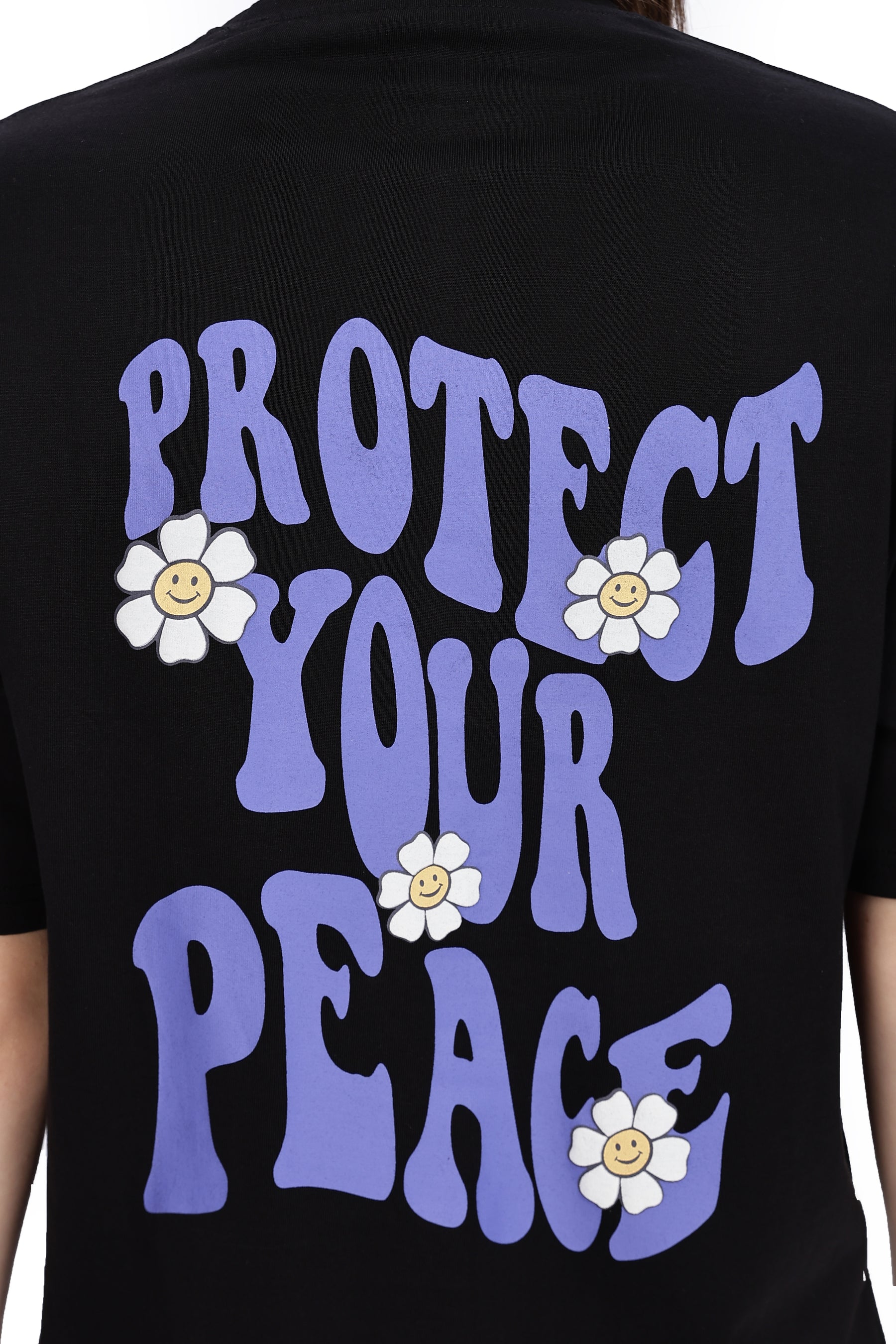 Cotton oversized Tshirt Jet Black - Protect your peace
