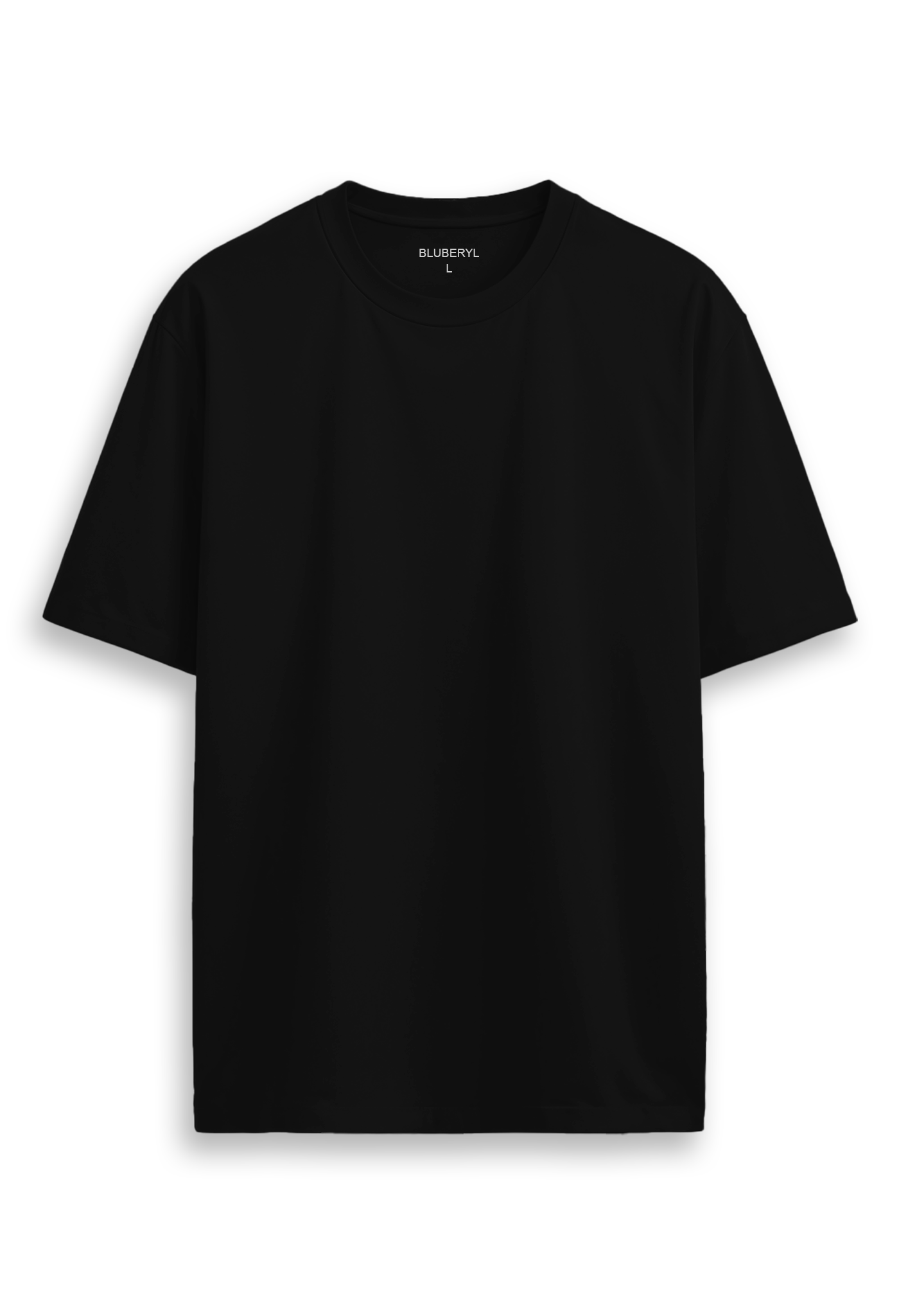 Oversized combed cotton solid Tshirt Jet Black - Main Image
