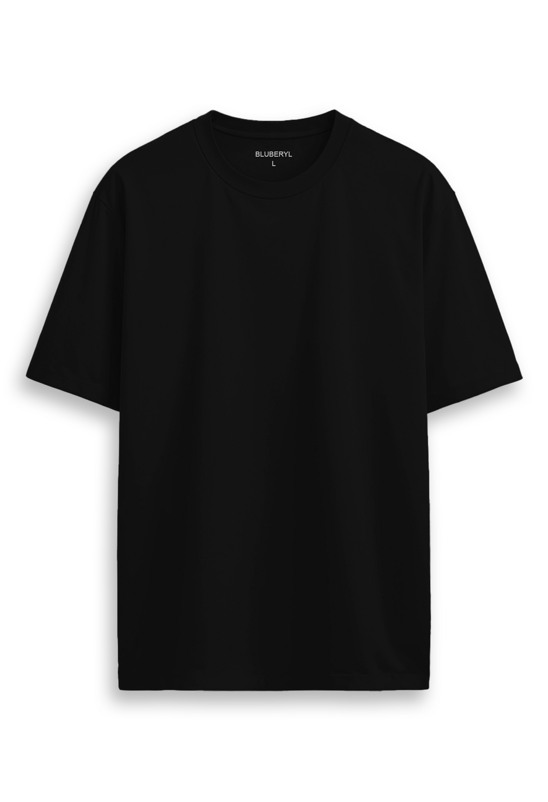 Oversized combed cotton solid Tshirt - Jet Black