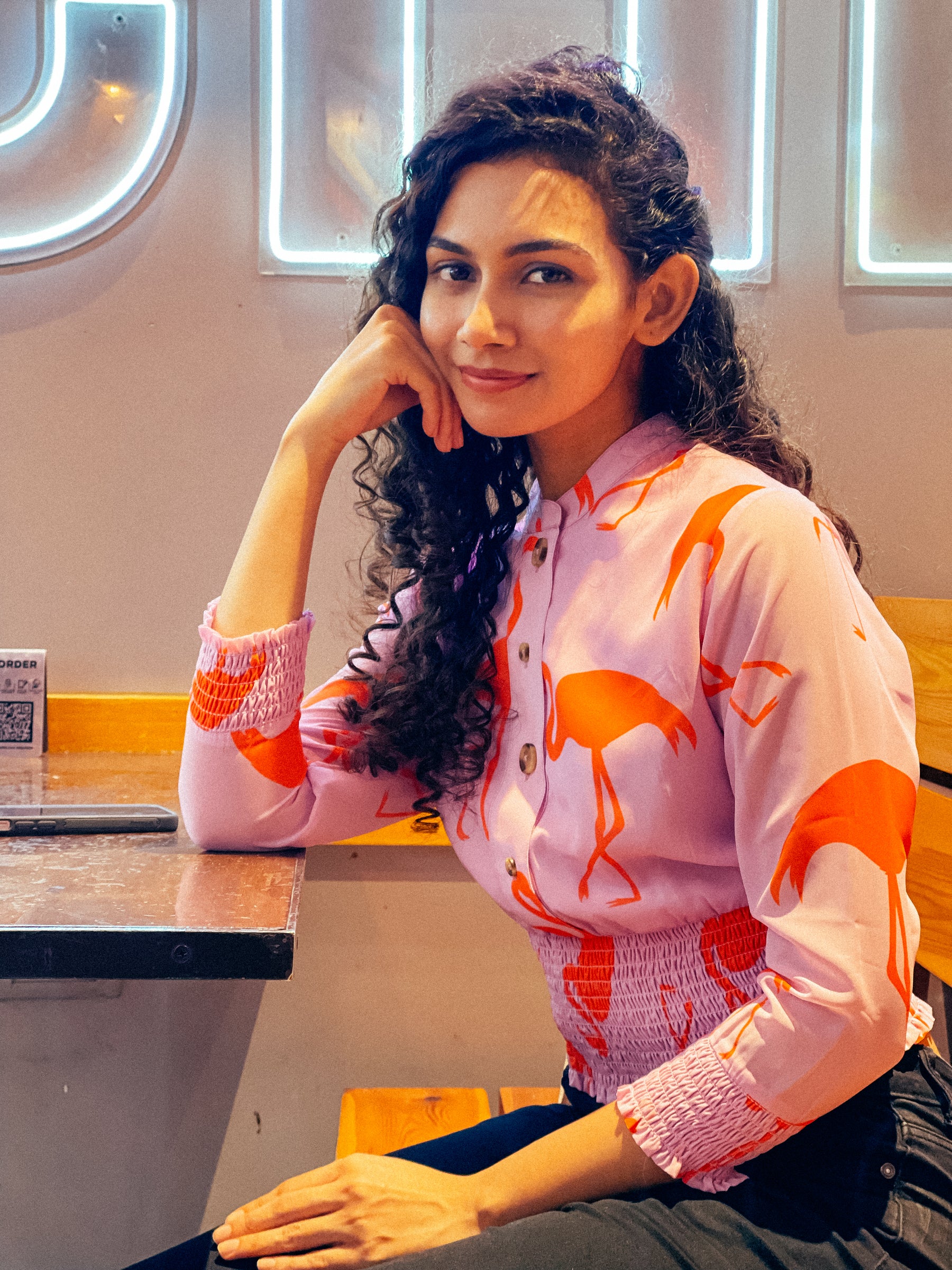 Elegant Crane Printed Top