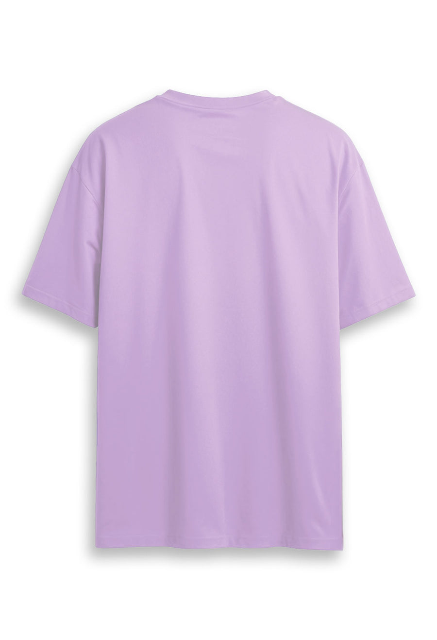 Oversized combed cotton solid Tshirt - Lilac