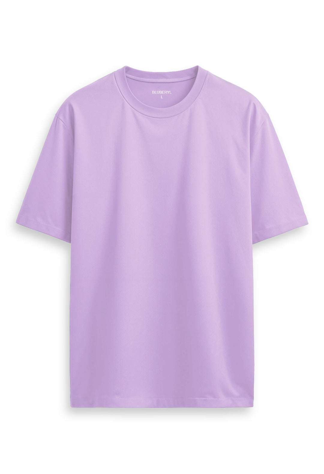 Oversized combed cotton solid Tshirt - Lilac