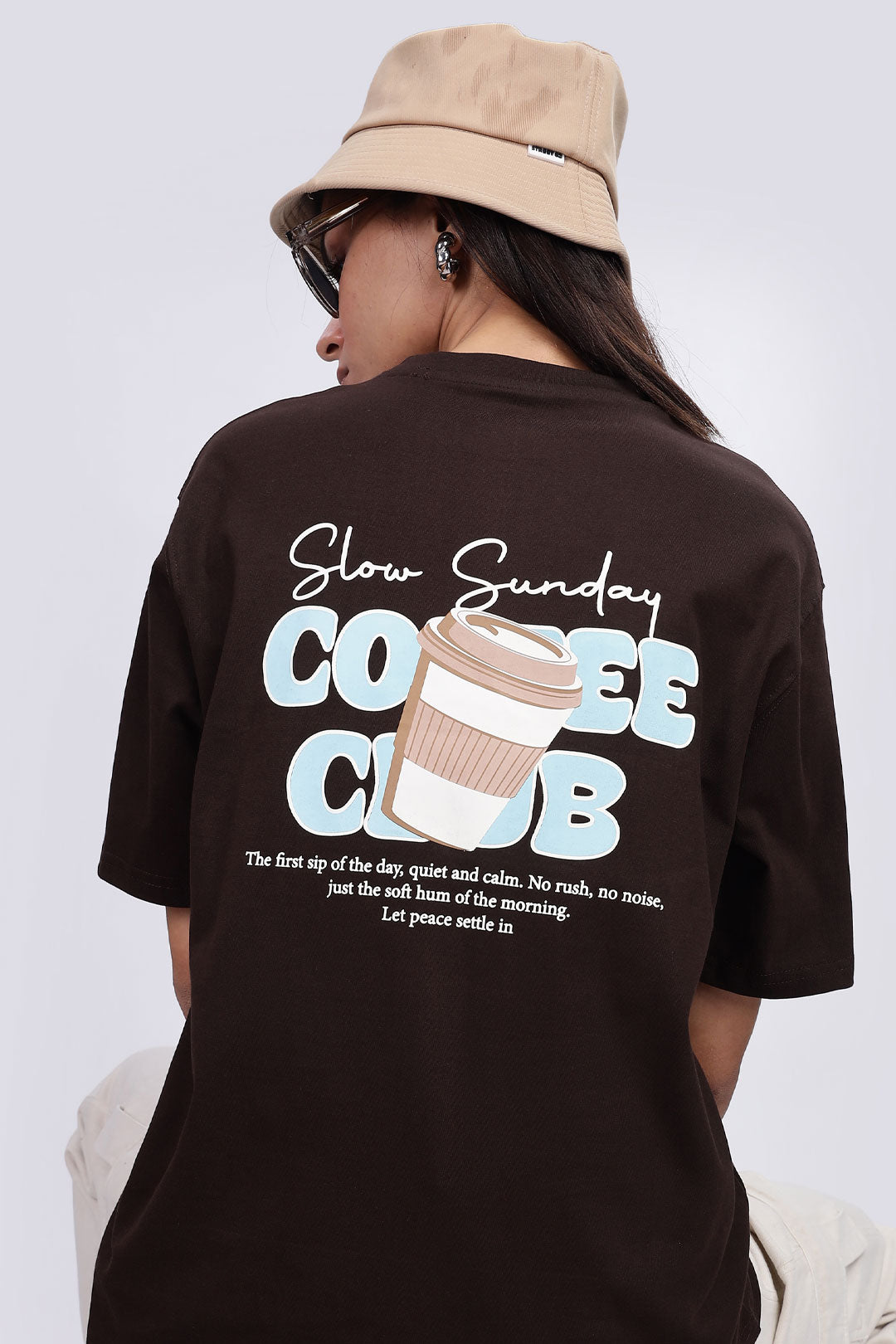 Cotton oversized Tshirt Deep Brown - Coffee club
