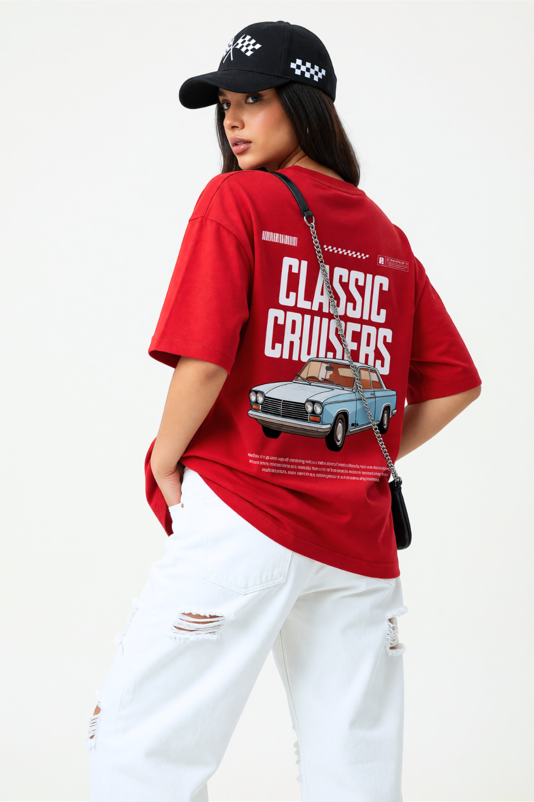 Cotton Oversized Tshirt - Red - CLASSIC CRUISERS