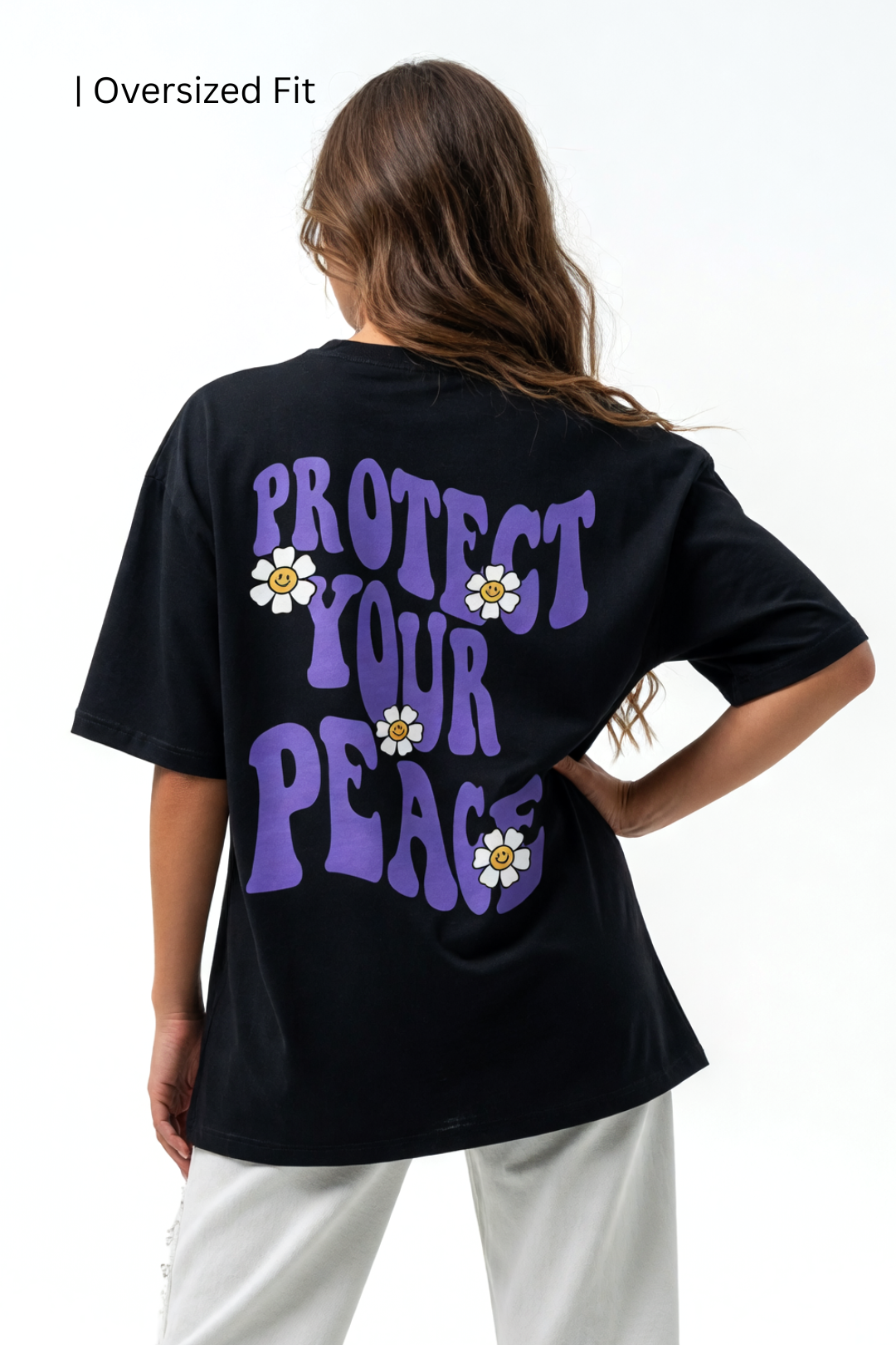 Cotton Oversized Tshirt - Black - PROTECT YOUR PEACE