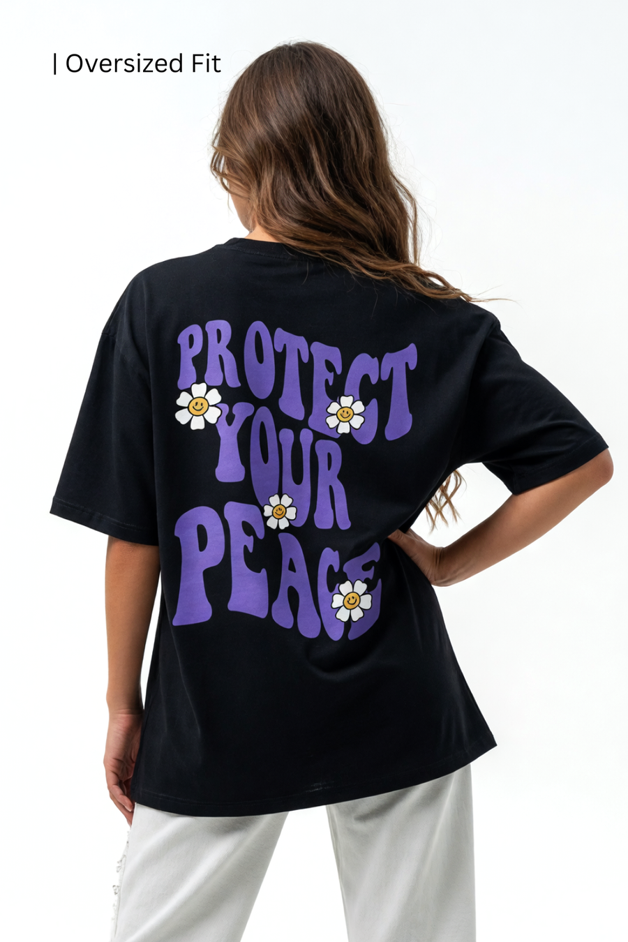 Cotton Oversized Tshirt - Black - PROTECT YOUR PEACE