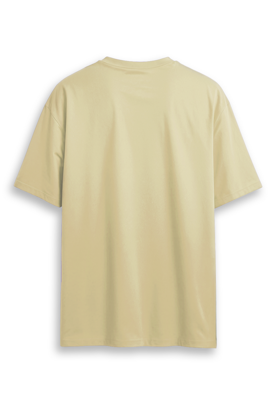 Oversized combed cotton solid Tshirt - Beige