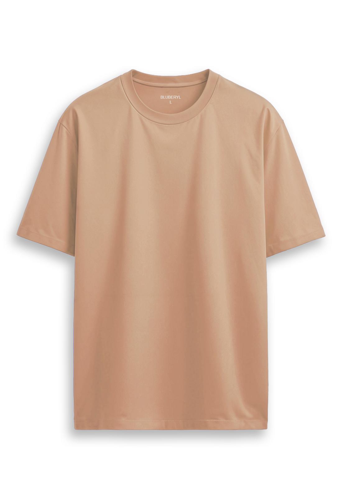 Oversized combed cotton solid Tshirt - Biscoff