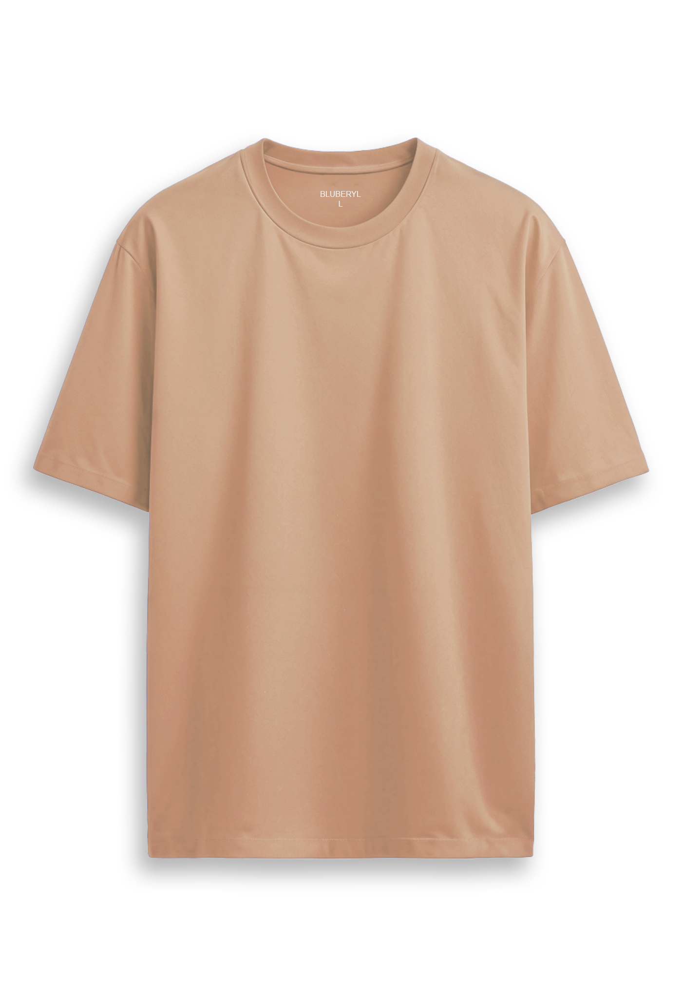 Oversized combed cotton solid Tshirt - Biscoff