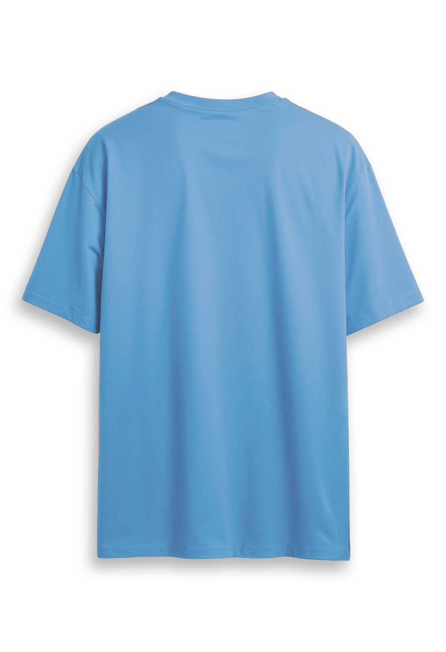 Oversized combed cotton solid Tshirt - Cobalt Blue