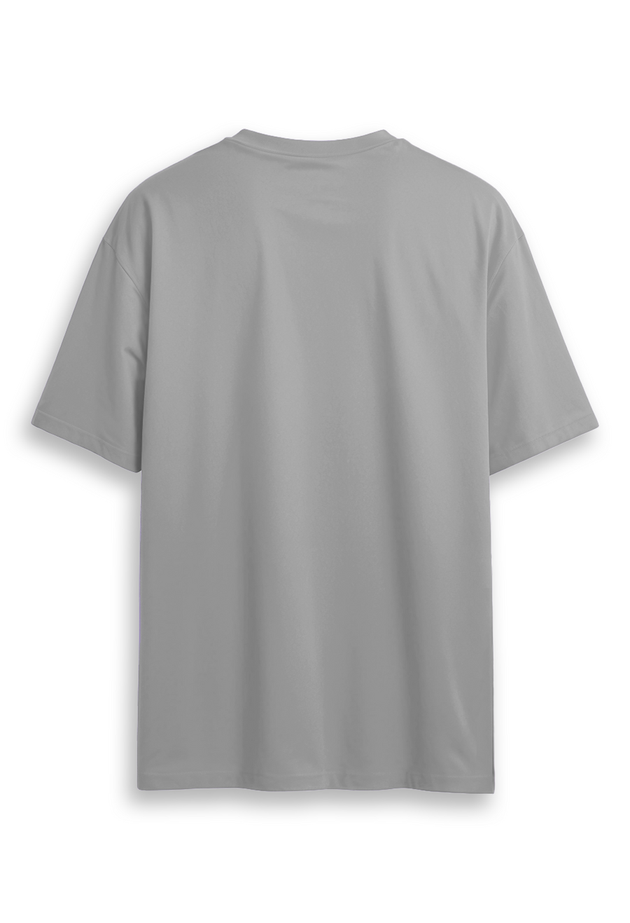 Oversized combed cotton solid Tshirt - Light grey