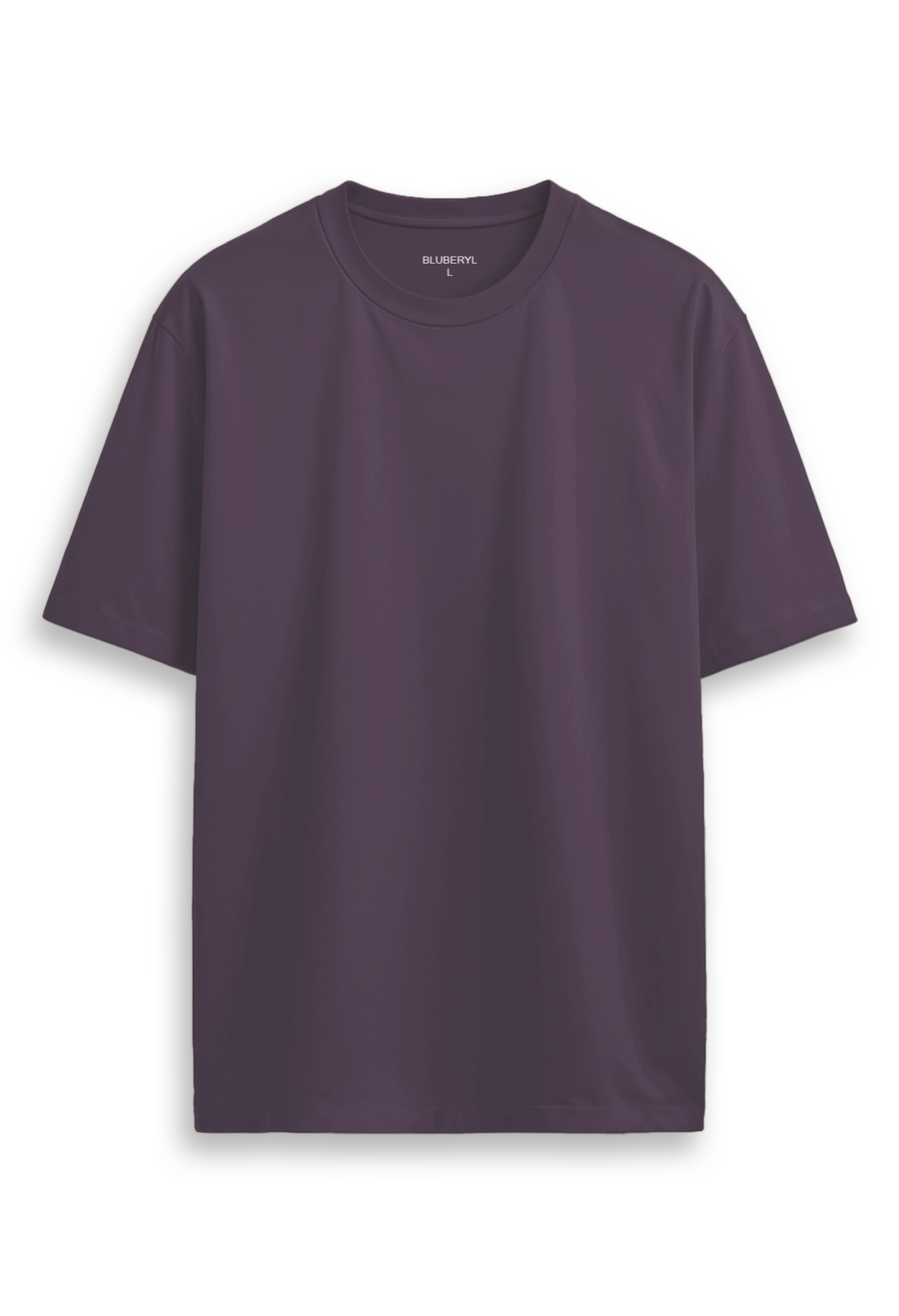 Oversized combed cotton solid Tshirt - Mauve
