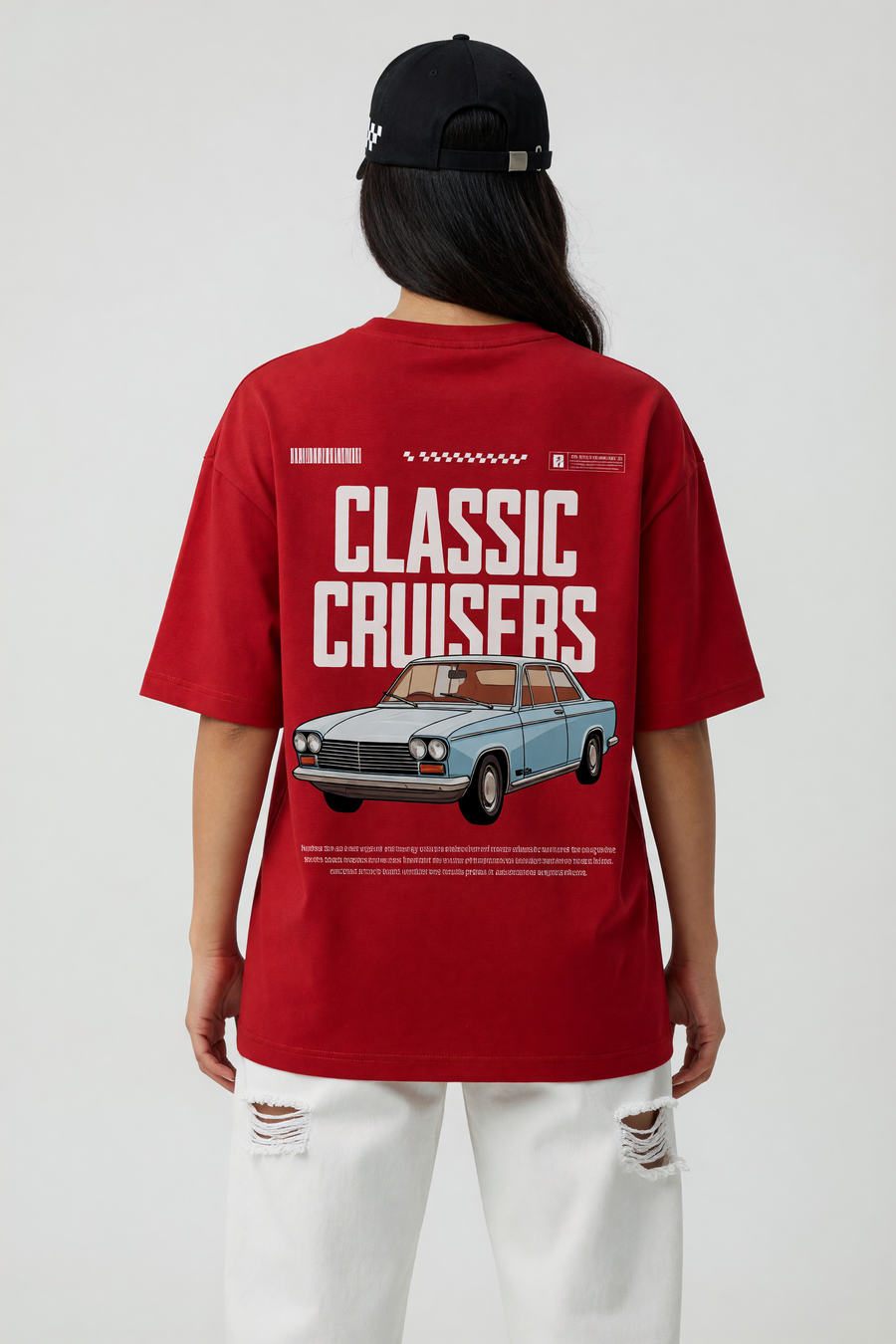 Cotton Oversized Tshirt - Red - CLASSIC CRUISERS