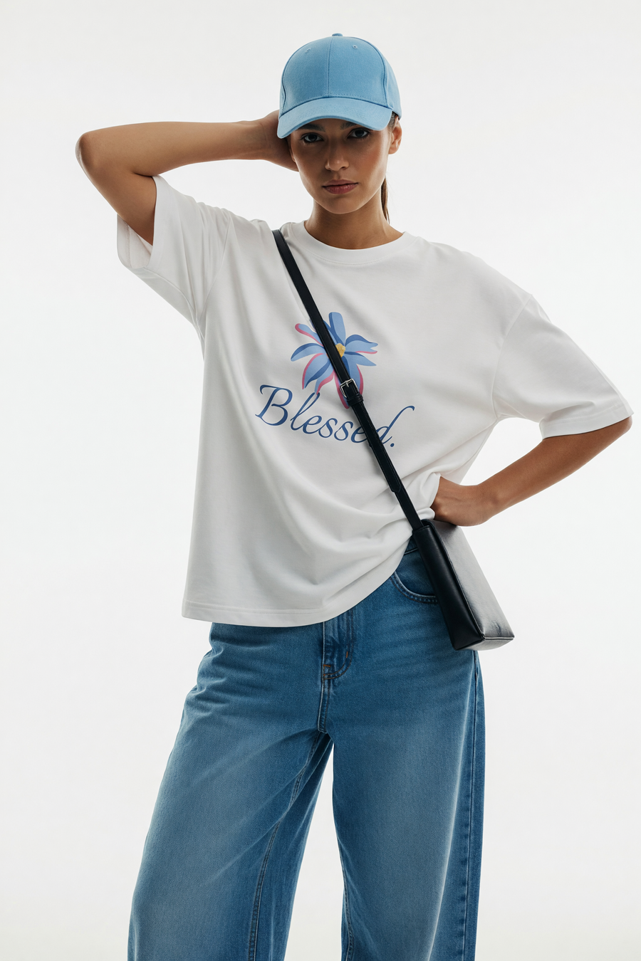 Cotton Oversized Tshirt - White - BLESSED FLOWER