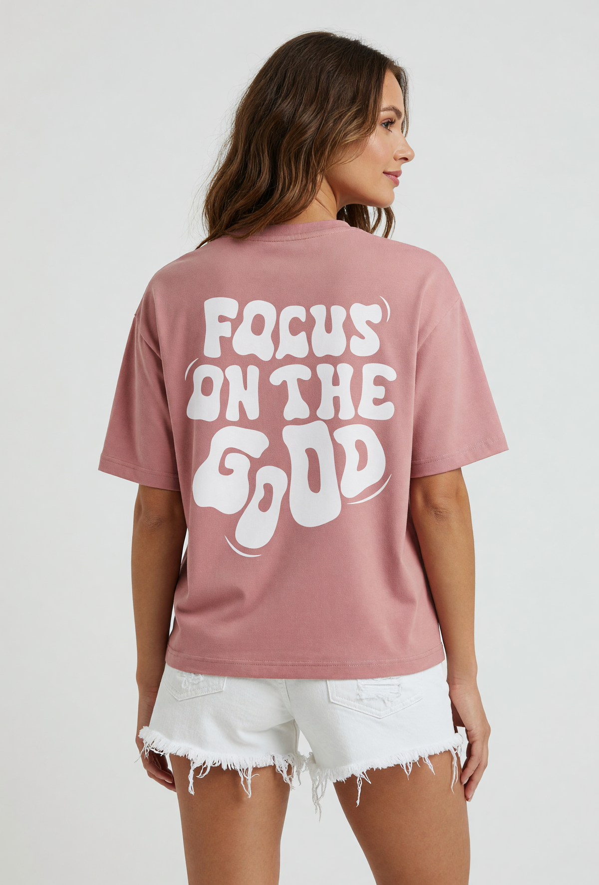 Cotton Oversized Tshirt - Peach - Focus on the good