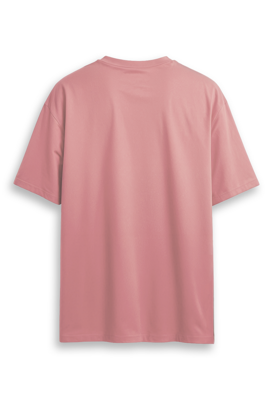Oversized combed cotton solid Tshirt - Coral Pink
